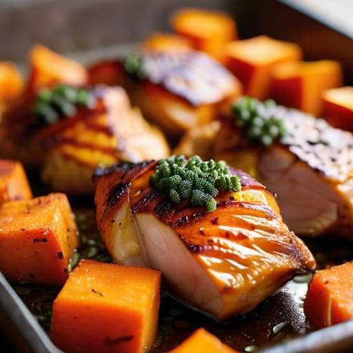Honey Mustard Chicken & Sweet Potatoes glaze.